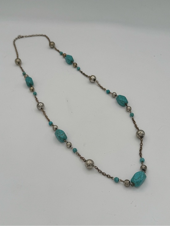 Source Unknown Jewelry - Southwestern Turquoise Howlite and Silver Bead Station Necklace